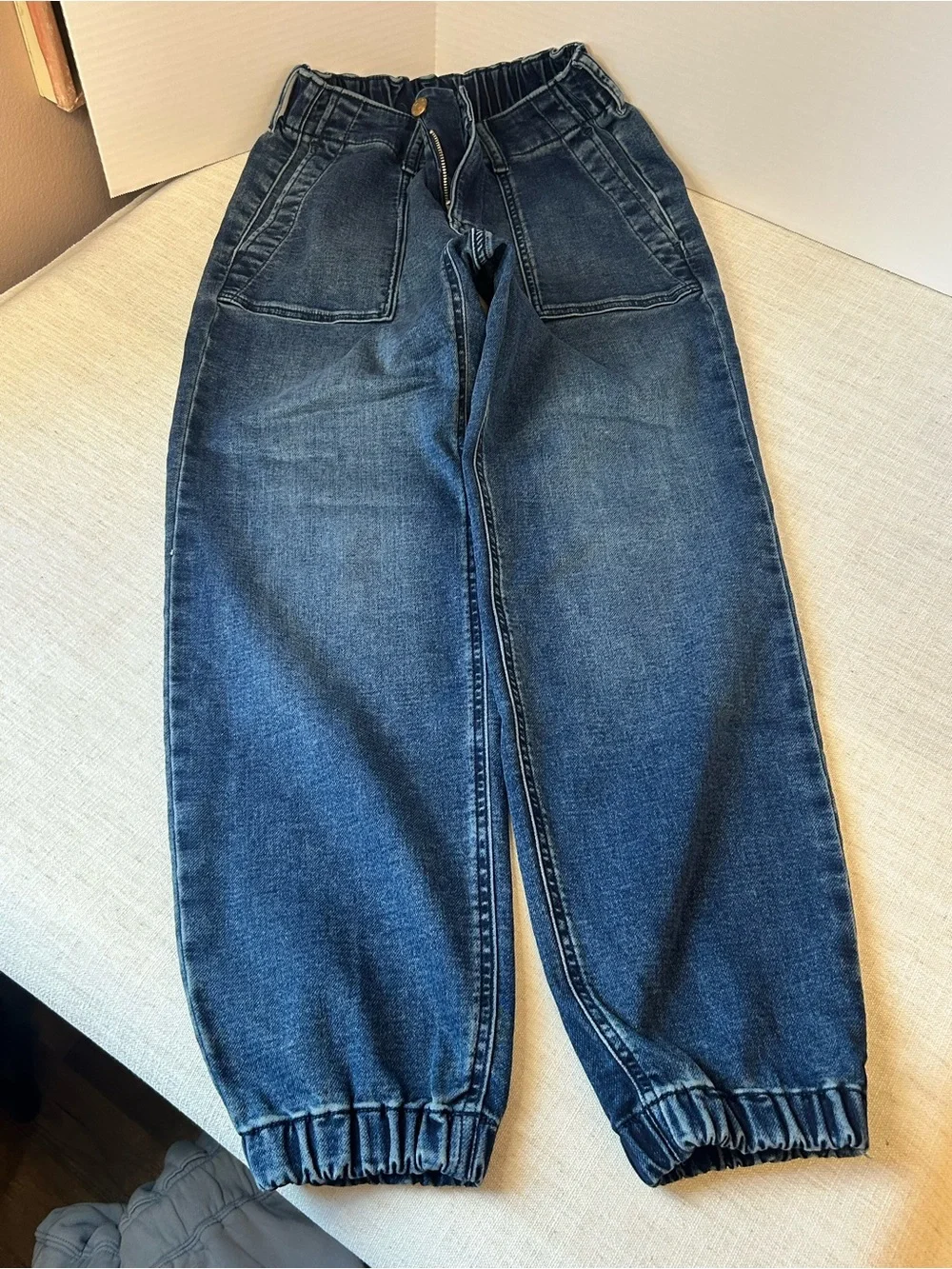 J. Crew Dark Blue Cropped Elastic-Waist Jeans